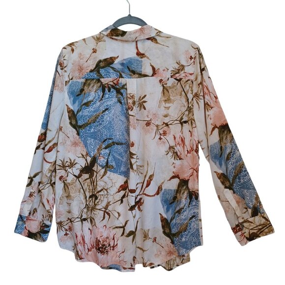 Chicos Floral Shirt Blouse Long Sleeve Button Down Womens Large Chicos size 2 - Picture 10 of 12